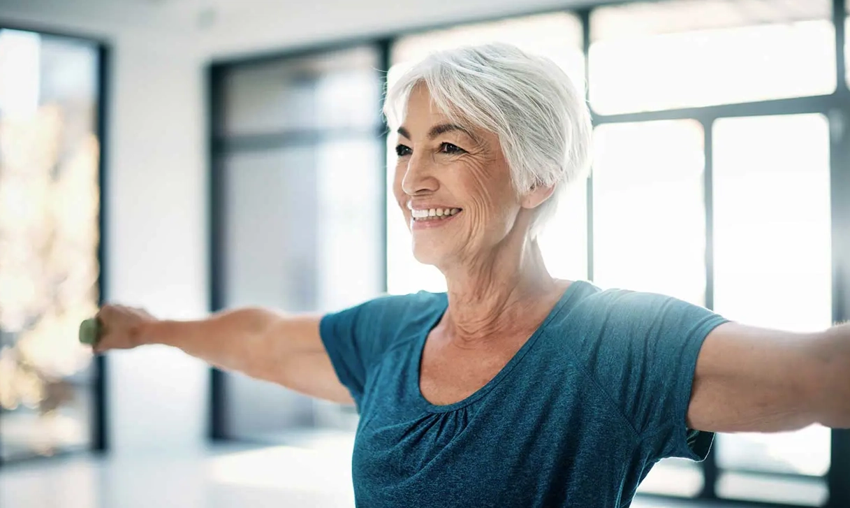 A Senior Woman Stretching Her arms.